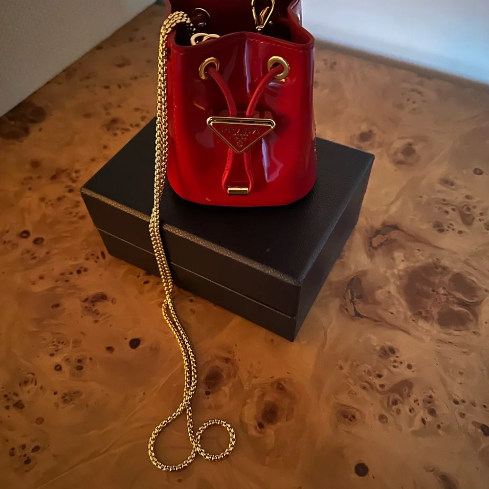 PRICE DROP ** Prada Red Mini Bag with Gold Chain - Picture 6 of 17